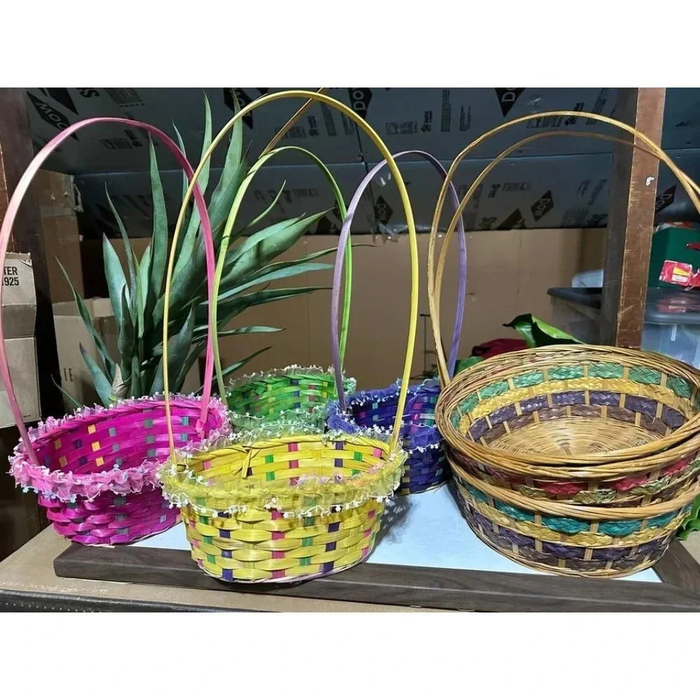 Lot of 6 Woven Easter Baskets